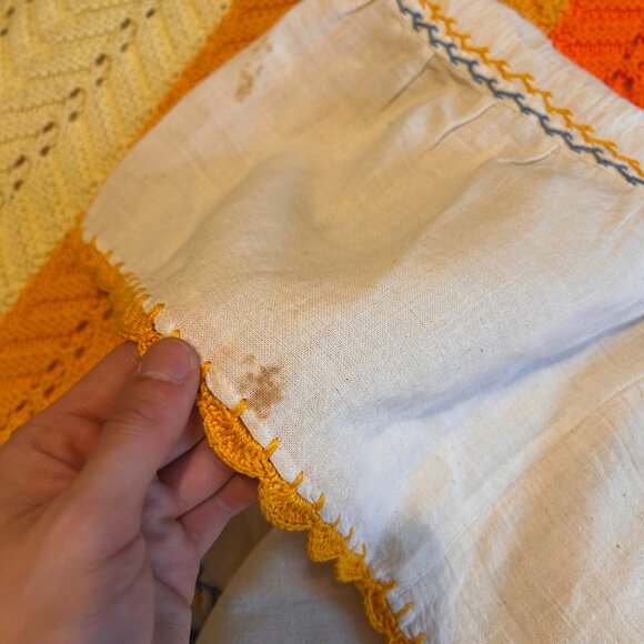 1960s Hippie Hand embroidered crochet edge polycotton Prairie scandinavian maxi - Picture 13 of 14